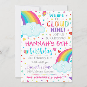 Cloud 9 Uitnodiging, 9e verjaardag Uitnodiging