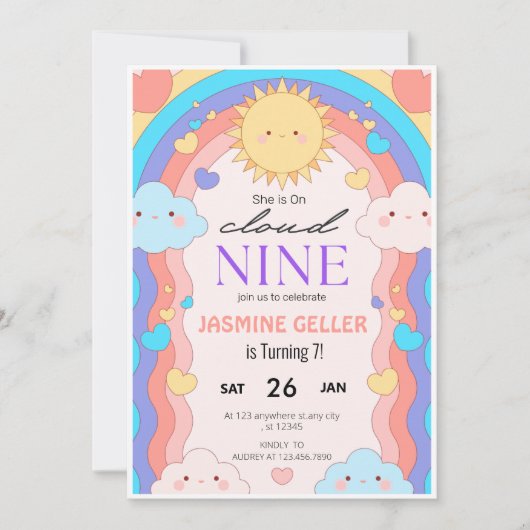 Cloud 9 Verjaardag uitnodiging (Voorkant)