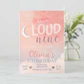 Cloud 9 Verjaardag Uitnodiging 9e Verjaardag Uitno (Staand voorkant)