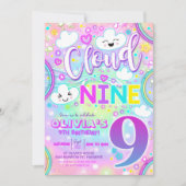 Cloud 9 verjaardagsuitnodiging Rainbow Neon Kaart (Voorkant)