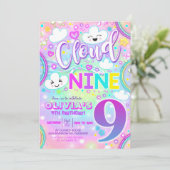 Cloud 9 verjaardagsuitnodiging Rainbow Neon Kaart (Staand voorkant)