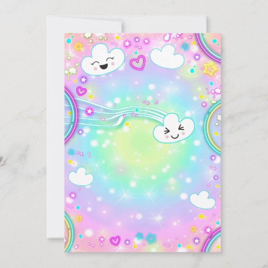 Cloud 9 verjaardagsuitnodiging Rainbow Neon Kaart (Achterkant)