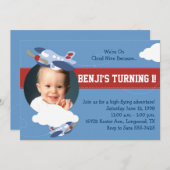 Cloud 9 - Vliegtuiguitnodiging van de partij Kaart (Voorkant / Achterkant)