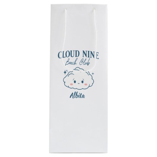 Cloud 9 vrijgezellenfeest wijn cadeautas (Voorkant)