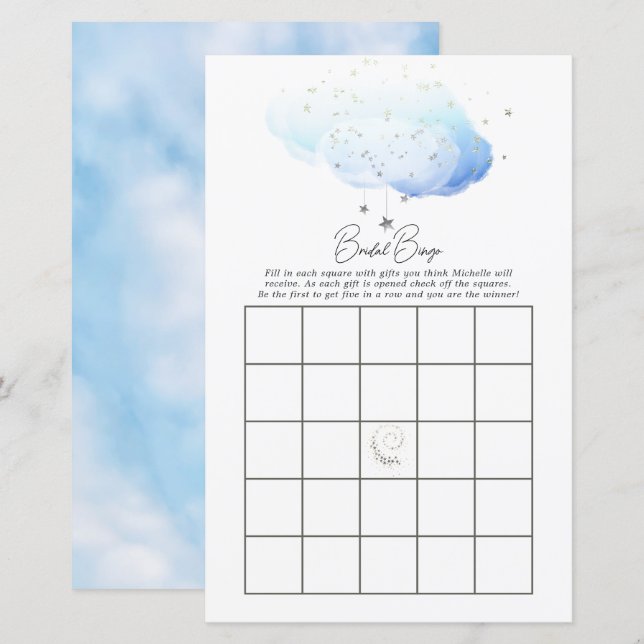 Cloud 9 Watercolor Bruilofts-Bingo (Voorkant / Achterkant)