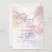Cloud 9 Waterverf Baby shower Invitation Kaart (Voorkant)