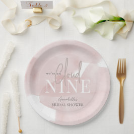 Cloud 9 Waterverf Vrijgezellenfeest roze hemel Papieren Bordje