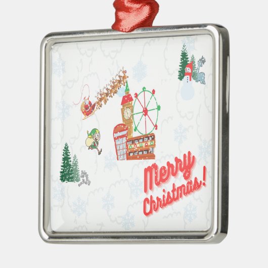 Cloud Achtergrond LONDEN - Kerstversieringen Metalen Ornament (Links)