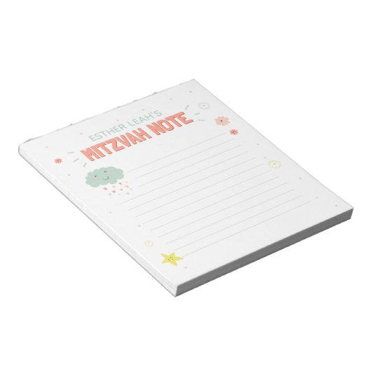 Cloud and Flowers Mitzvah Note Notitieblok (Schuin)