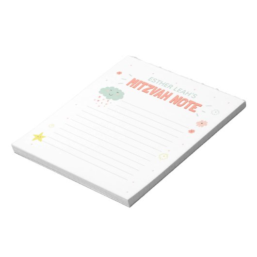 Cloud and Flowers Mitzvah Note Notitieblok (Linkerzijde)