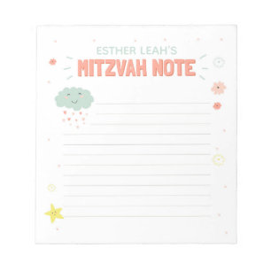 Cloud and Flowers Mitzvah Note Notitieblok