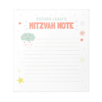 Cloud and Flowers Mitzvah Note Notitieblok