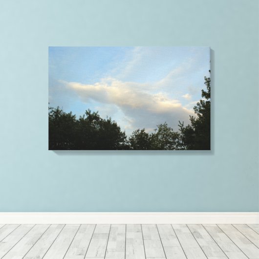 Cloud Angel die door de hemel vliegt - Larg Canvas Afdruk (Insitu (Houten vloer))