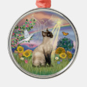 Cloud Angel - Siamese kat Metalen Ornament (Voorkant)
