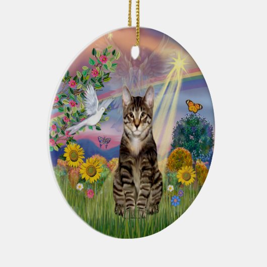 Cloud Angel - Tabby Tiger Cat Angel Keramisch Ornament (Rechts)
