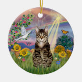 Cloud Angel - Tabby Tiger Cat Angel Keramisch Ornament (Voorkant)