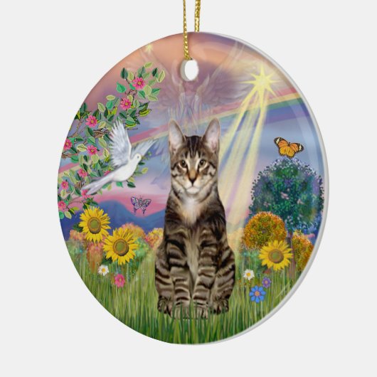 Cloud Angel - Tabby Tiger Cat Angel Keramisch Ornament (Links)