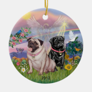Cloud Angel - Twee Meisjes Pugs Keramisch Ornament