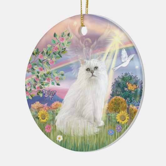 Cloud Angel - Witte Perzische kat Keramisch Ornament (Links)
