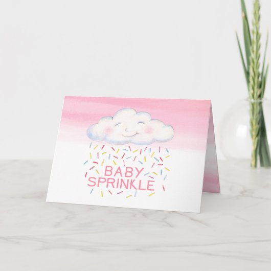 Cloud baby roze waterverf bedankt kaart (Voorkant)