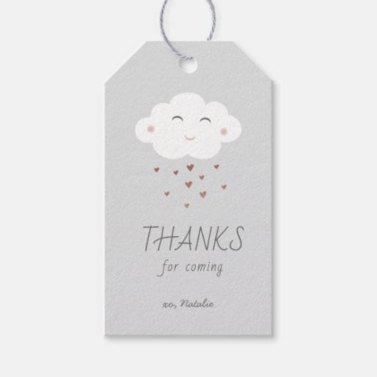 Cloud baby shower bedankt label cadeau cadeaulabel (Voorkant)