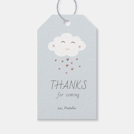 Cloud baby shower bedankt label cadeau cadeaulabel (Voorkant)