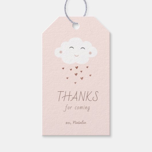 Cloud baby shower bedankt label cadeau cadeaulabel (Voorkant)