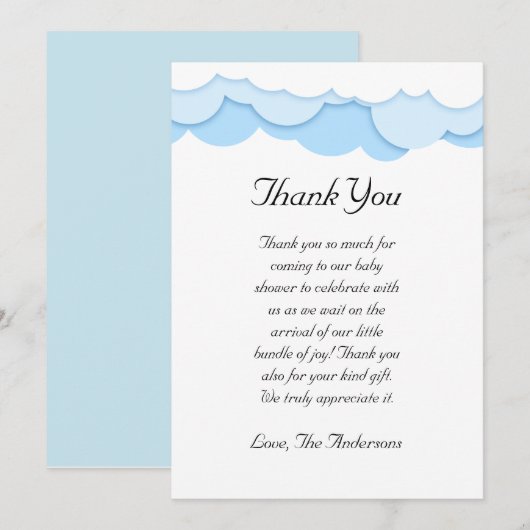 Cloud Baby shower Dank je kaart (Voorkant / Achterkant)