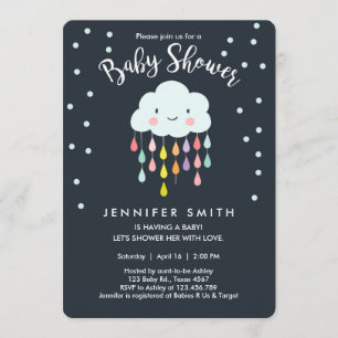 Cloud Baby shower Invitation Raindrop Love Kaart
