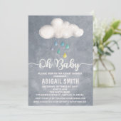 Cloud Baby shower Invitation Raindrop Love Kaart (Staand voorkant)