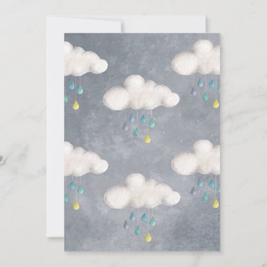 Cloud Baby shower Invitation Raindrop Love Kaart (Achterkant)