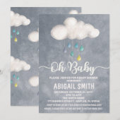 Cloud Baby shower Invitation Raindrop Love Kaart (Voorkant / Achterkant)