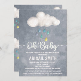 Cloud Baby shower Invitation Raindrop Love Kaart