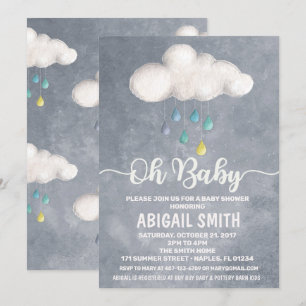 Cloud Baby shower Invitation Raindrop Love Kaart
