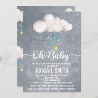 Cloud Baby shower Invitation Raindrop Love Kaart