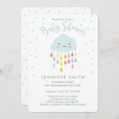 Cloud Baby shower Invitation Raindrop Love Kaart (Voorkant / Achterkant)