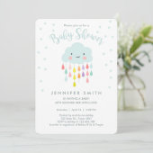 Cloud Baby shower Invitation Raindrop Love Kaart (Staand voorkant)