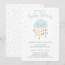 Cloud Baby shower Invitation Raindrop Love Kaart