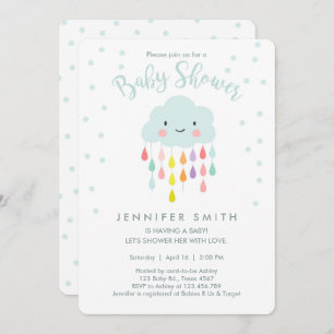 Cloud Baby shower Invitation Raindrop Love Kaart