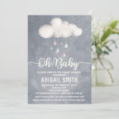 Cloud Baby shower Invitation Raindrop Love Kaart (Staand voorkant)