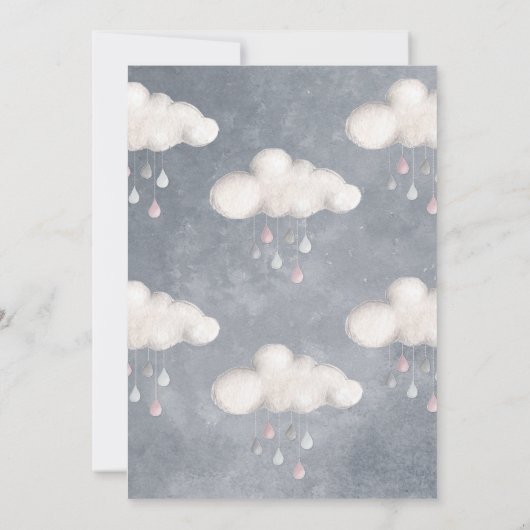 Cloud Baby shower Invitation Raindrop Love Kaart (Achterkant)