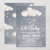 Cloud Baby shower Invitation Raindrop Love Kaart (Voorkant / Achterkant)