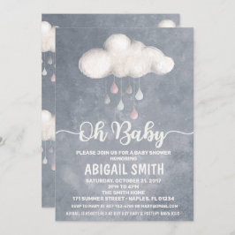 Cloud Baby shower Invitation Raindrop Love Kaart