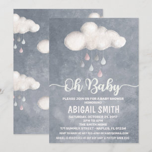 Cloud Baby shower Invitation Raindrop Love Kaart