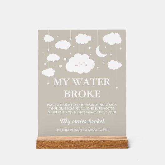 Cloud Baby shower My Water Broke spel Acryl Bord (Voorkant)