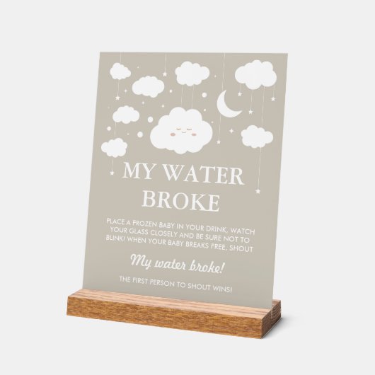 Cloud Baby shower My Water Broke spel Acryl Bord (Hoek)