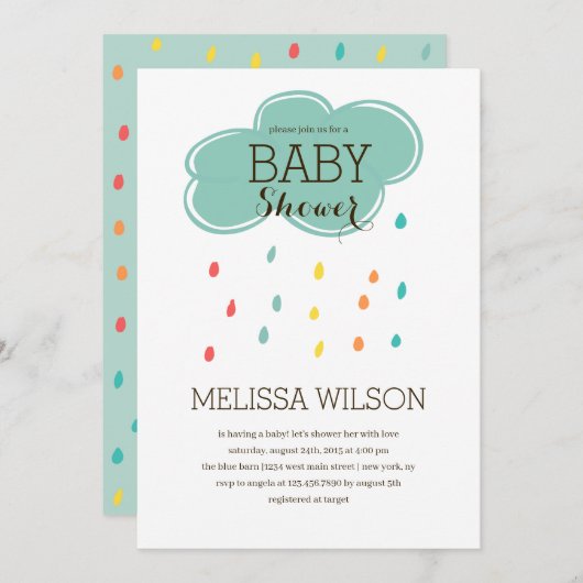 Cloud Baby shower Party Kaart (Voorkant / Achterkant)