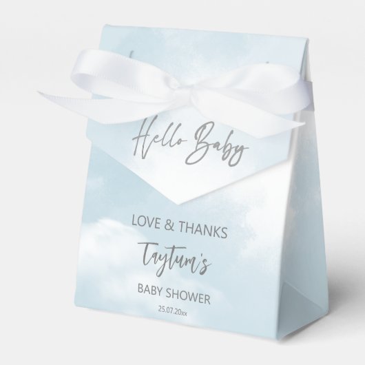 Cloud baby shower pastel grey clouds baby shower bedankdoosjes (Voorkant Zijde)