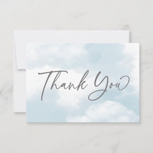 Cloud baby shower pastel grey clouds baby shower bedankkaart (Voorkant)