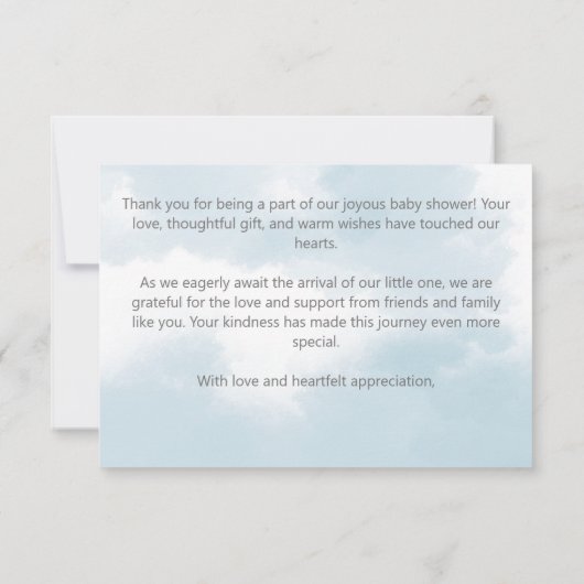 Cloud baby shower pastel grey clouds baby shower bedankkaart (Achterkant)
